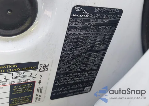 2021 Jaguar F-Pace S P250 Awd Automatic из США, поврежденный, VIN SADCJ2EX5MA687573